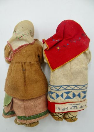 Two Antique Stockinette Russian Girls 2