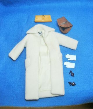 Vintage 1959 Mattel Barbie Peachy Fleece Coat Complete Set