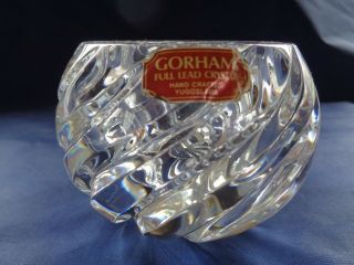Vintage Gorham Lead Crystal Yugoslavia Swirl Ball Votive Candle Holder