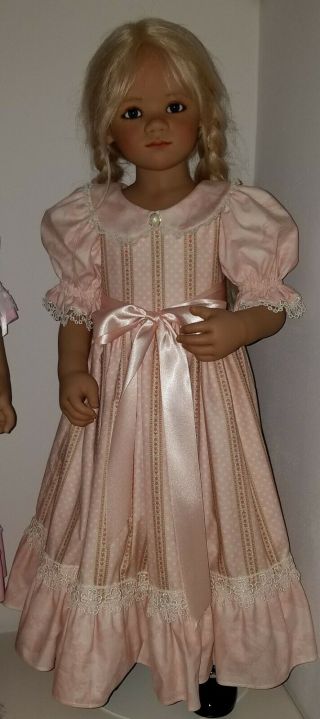 Peach Stripe dress for large Himstedt doll - - made by Toni 2