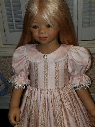 Peach Stripe dress for large Himstedt doll - - made by Toni 3