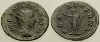024.  Roman Coin.  Philip Ii.  Billon Antoninianus.  Rome.  Pax.  Avf
