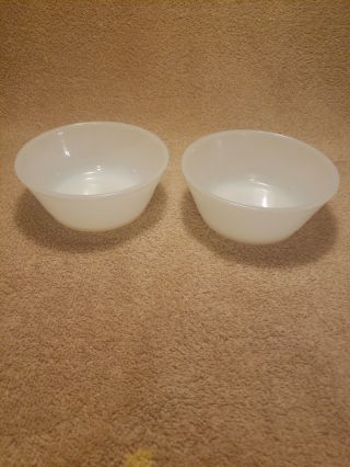 2 Vintage Anchor Hocking White Fire King Oven Ware Chili Bowls 5 " Milk Glass