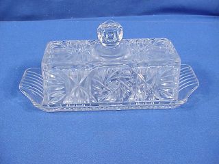 Vintage Crystal Clear Glass Butter Dish With Lid
