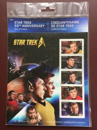 Canada Stamp Souvenir Sheet - 2016 Star Trek 50th Anniversary Pane (ut 2912a - E)