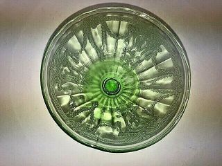 Vintage Green Depression Glass Bowl on Pedestal 2