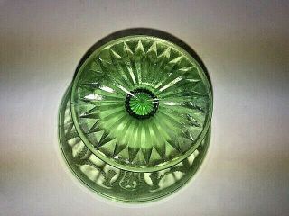 Vintage Green Depression Glass Bowl on Pedestal 3
