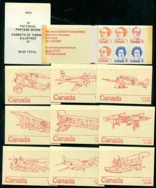 Weeda Canada Bk74l Vf Complete Set Of 10 Booklets,  Lf Panes & Df Covers Cv $25