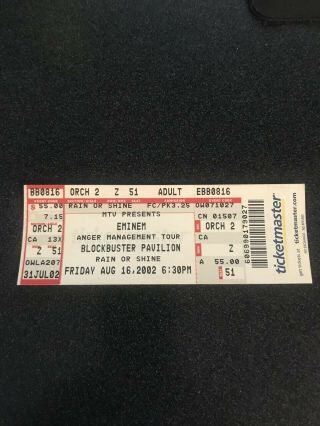 Eminem Anger Management Tour Blockbuster Pavilion Ticket 8/16/2002