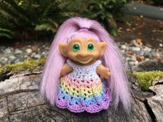 Vintage 1960s 3 " Rooted Hair Rootie Troll Doll: Thomas Dam,  Scandia House Era