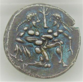 Ancient Greek Ar Silver Stater Coin Thasos Satyr And Nymph Erotic Postion 10.  11g