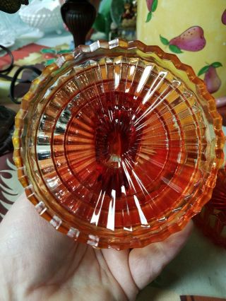 Vintage Red Glass Swan Covered Powder Dish/ Candy Dish Jeanette Amberina Color 3