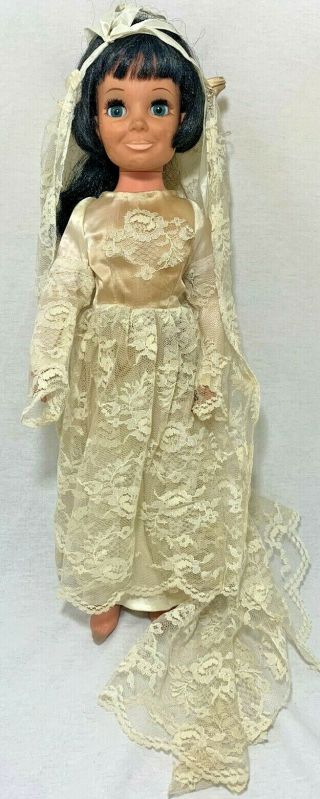 Vintage 1970 Ideal Crissy Tressy Bride Doll Toy Growing Hair Eyes Open Close 18 "