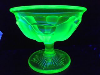 Vintage Sowerby 2416 Art Deco Green Uranium Glass Sundae/ice Pedestal Dish 1927