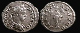 Collectible Roman Coin,  Caracalla,  Ad.  196 - 217 Ar Denarius,