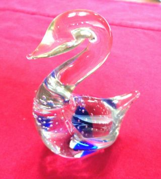 Vintage Murano Contolled Bubble Blown Glass Swan