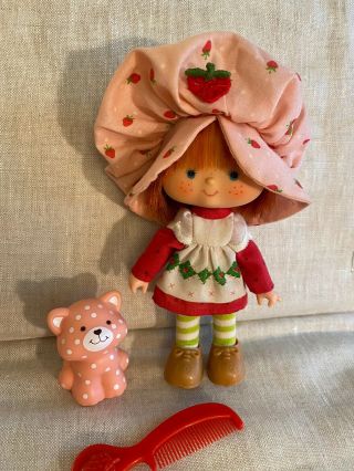 Vintage Strawberry Shortcake Herself Doll & Pet Cat Custard 1980 