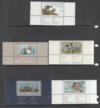 Canada 5 Different Mint/nh Wildlife Habitat (duck) Stamps - See Scan