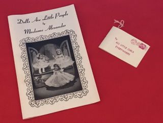 Madame Alexander Wendy Kins Vintage Wrist Tag,  Booklet.  Near