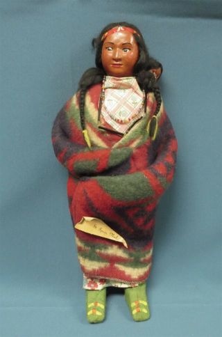 Vintage 14.  5” Skookum Indian Doll Figure With Papoose St.  Ignace Michigan