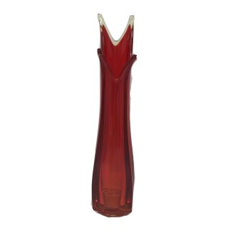 L E Smith Amberina Glass Simplicity Flame 13” " Vase Mid Century Modern
