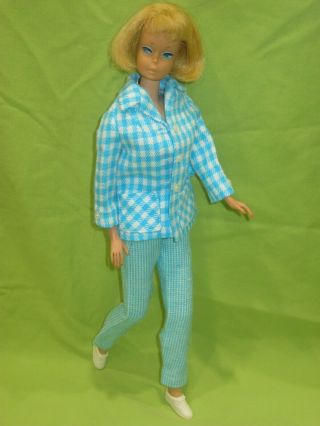 Vintage Barbie 1965 American Girl Bend Leg Blonde Pageboy Tlc Doll In Outfit