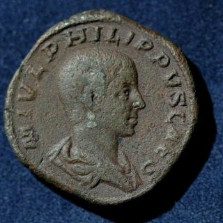 Philip Ii.  As Caesar,  Ad 244 - 247.  Æ Sestertius Heavy 19.  6 Grams