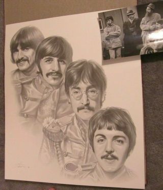 Pencil Print Drawing " The Beatles " 20 " X 24 ",  8 " X 10 " Studio Pix