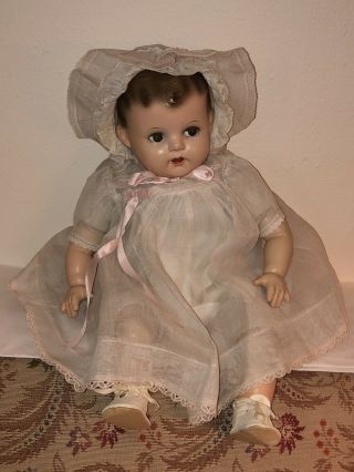 Antique 1930s / 1940s Ideal Baby Doll Molded Hair Crier Composition & Cloth 20 "
