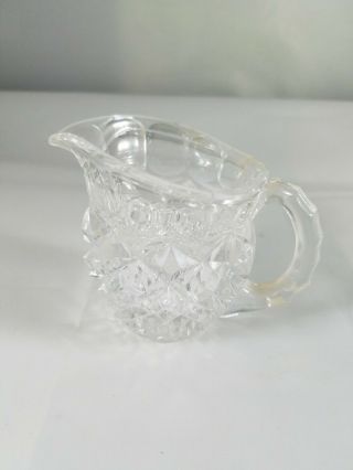 Vintage Collectible Clear Diamond Cut Glass Creamer 1950 