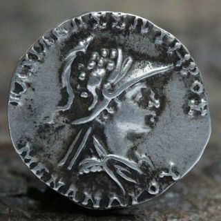 Indo Greek Kingdoms Menander I (165 - 135 Bc) Ar Drachm,  2.  46g,  17mm,  About Ef