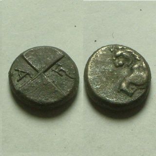 Rare Ancient Greek Silver Coin Triobol Chersonesos Thrace 400 Lion