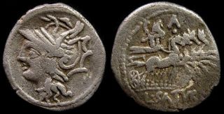 Roman Republican Coin,  Lucius Appuleius Saturninus,  104 Bc.  Ar Denarius,