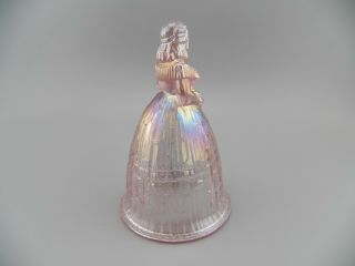 Vintage Lenox Imperial Glass Pink Iridescent Southern Belle Ringing Bell Stamped 3