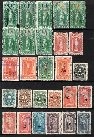 Canada Revenue Stamps,  Selection Of 27,  Law And Registration