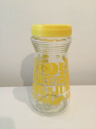Vintage Lemons Glass Carafe Pitcher Decanter Juice Jug Yellow Screw Lid 24 Oz