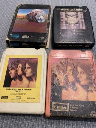 Emerson Lake & Palmer 8 Track Tapes Tarkus With Art Sleeve Trilogy &brain