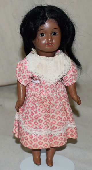 Vintage Bisque Head Doll - Black / African American Girl - No.  60 - 8 " Tall