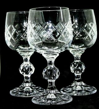 Vintage 1950s Quality Cut Sherry Port Glasses Set Of 3 14cm Tall