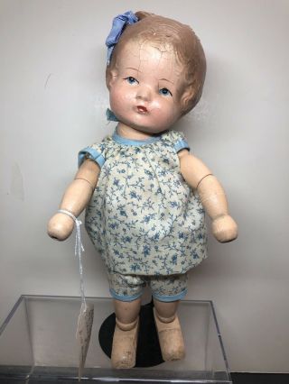 10” Vintage Antique Margie’s Friend Wood Jointed Doll By Cameo Compo Repaint Me