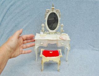 Susy Goose Mattel Barbie Doll Vanity Table/ Seat Hand Mirror Phone Tissue Box,