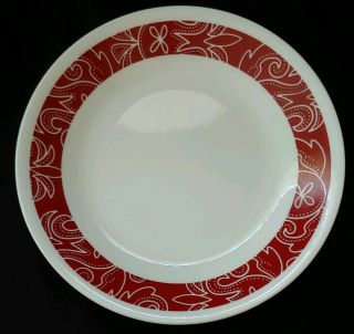 Set Of 2 Corelle Bandhani Dinner Plates 10 1/4 " Red Paisley Corning