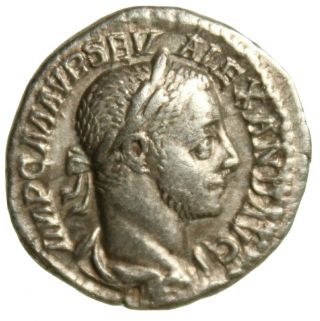 Severus Alexander Silver Denarius,  Ancient Rome,  222 - 235 Ad
