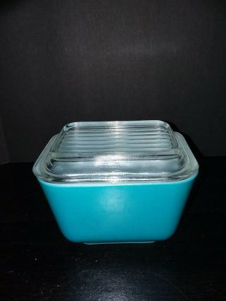 Vintage Pyrex 501b Blue Small Refrigerator Dish 1 1/2 Cups W/lid