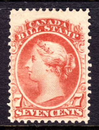 Canada Second Bill Stamp Fb24 7c Red,  1865,  F,  Hinged