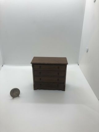Miniature Dollhouse R.  L.  Carlisle Signed Wooden Dresser