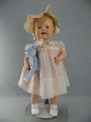 25 " Vintage Antique Composition & Cloth Happy Character Baby Doll