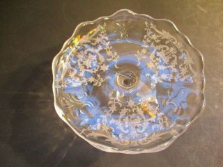 Vtg.  Cambridge Fostoria Vintage Fleur De Lis Glass Pedestal Candy Dish