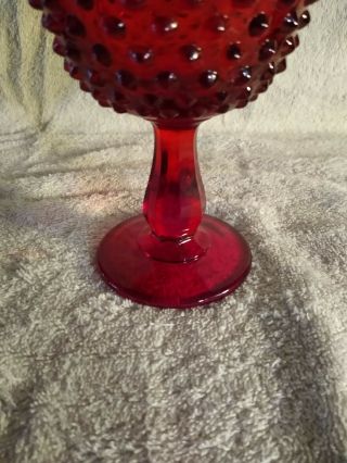 Fenton Ruby Red Hobnail Ruffled Top,  Compote Glassware,  Candy Dish 6 IN. 3