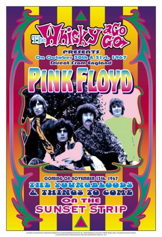 Syd Barrett & Pink Floyd Whisky At Los Angeles.  Poster 1967 13 3/4 X 19 3/4